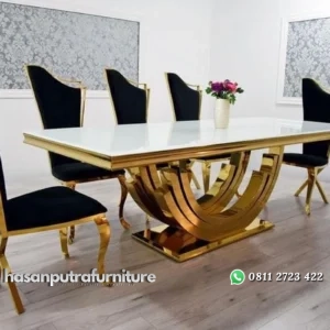 meja makan / dinning table kipas stainless gold luxury Indonesia Furniture