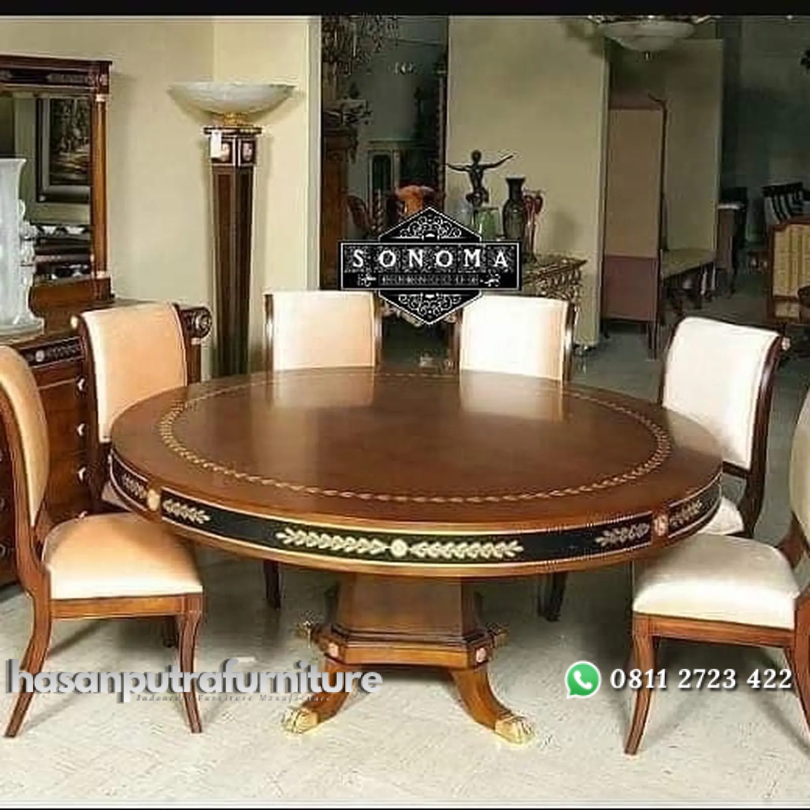 meja makan set jati bulat megah ( kursi makan, meja kopi, meja tamu) Indonesia Furniture 1 meja makan set jati bulat megah ( kursi makan, meja kopi, meja tamu) Indonesia Furniture