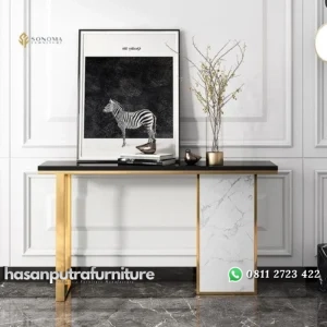 meja konsul / console table stainless luxury top marble mix premium Indonesia Furniture