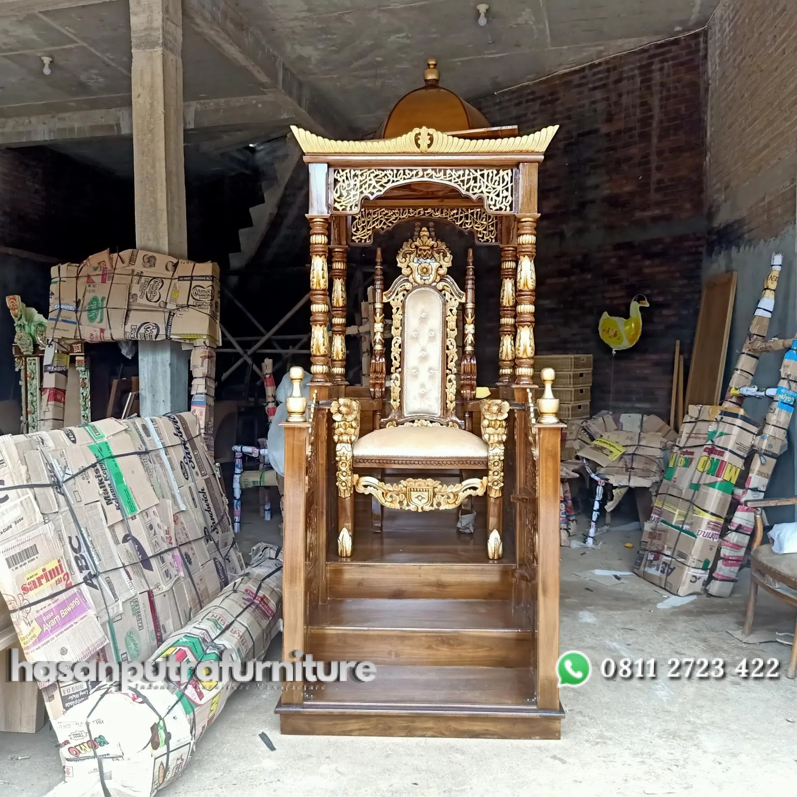 Mimbar masjid kayu jati pintu depan kursi mewah Indonesia Furniture 1 Mimbar masjid kayu jati pintu depan kursi mewah Indonesia Furniture