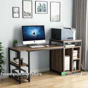 Meja kerja terbaru rangka besi kombinasi kayu jati tpk Indonesia Furniture