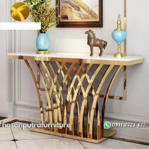 Meja konsul stainless gold top marmer console table modern Indonesia Furniture