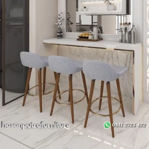 Kursi bar custom terbaru pijakan besi rose gold Indonesia Furniture