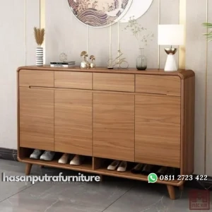 Rak sepatu minimalis kayu jati bufet sepatu terbaru Indonesia Furniture