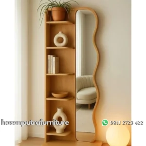 Cermin berdiri dengan rak samping cermin modern terbaru Indonesia Furniture