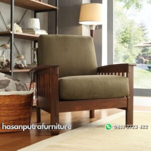 Kursi Tamu Kayu Jati 1 Seater / Sofa Santai Hasan Putra Furniture Jepara - Indonesia Furniture