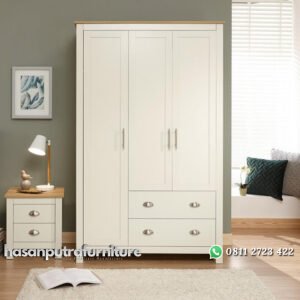 Lemari 3 Pintu Minimalis Model Putih Terbaru Hasan Putra Furniture Jepara - Indonesia Furniture