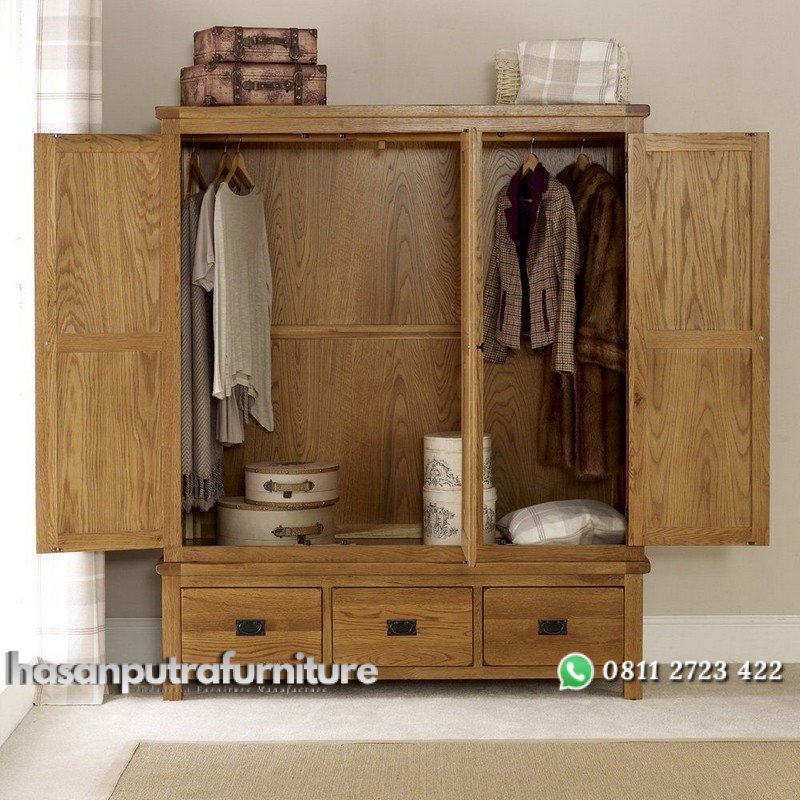 Lemari Baju 3 Pintu Minimalis Jati Hasan Putra Furniture Jepara - Indonesia Furniture 3 Lemari Baju 3 Pintu Minimalis Jati Hasan Putra Furniture Jepara - Indonesia Furniture - Gambar 3