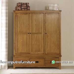 Lemari Baju 3 Pintu Minimalis Jati Hasan Putra Furniture Jepara - Indonesia Furniture