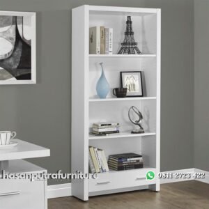 Lemari Buku Minimalis Putih Terbaru Hasan Putra Furniture Jepara - Indonesia Furniture