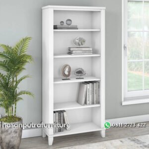 Lemari Buku Putih Ketcham Gaya Minimalis Terbaru Hasan Putra Furniture Jepara - Indonesia Furniture