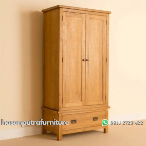 Lemari Pakaian 2 Pintu Kayu Jati Model Minimalis Hasan Putra Furniture Jepara - Indonesia Furniture