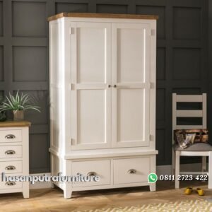 Lemari Pakaian Duco Putih Model Minimalis 2 Pintu Hasan Putra Furniture Jepara - Indonesia Furniture