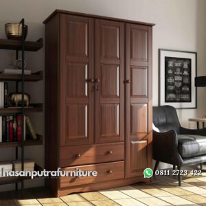 Lemari Pakaian Jati 3 Pintu Model Minimalis Hasan Putra Furniture Jepara - Indonesia Furniture