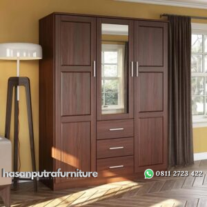 Lemari Pakaian Jati Terbaru Moira Model Minimalis Hasan Putra Furniture Jepara - Indonesia Furniture