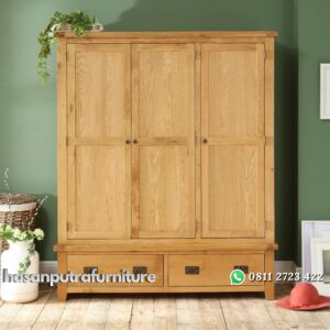 Lemari Pakaian Kayu Jati Minimalis 3 Pintu Hasan Putra Furniture Jepara - Indonesia Furniture