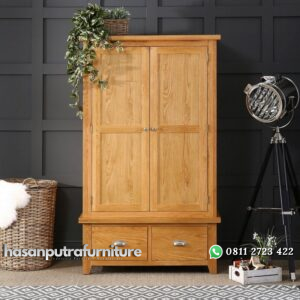 Lemari Pakaian Kayu Minimalis 2 Pintu Hasan Putra Furniture Jepara - Indonesia Furniture