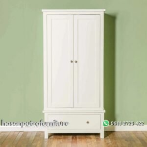 Lemari Pakaian Putih Minimalis 2 Pintu Baru Hasan Putra Furniture Jepara - Indonesia Furniture