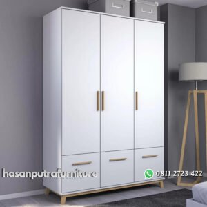 Lemari Pakaian Warna Putih Model Minimalis Hasan Putra Furniture Jepara - Indonesia Furniture