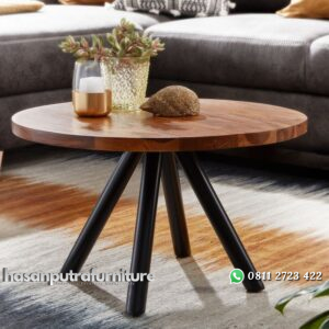 Meja Kopi Jati Minimalis Kaki Besi Model Terbaru Hasan Putra Furniture Jepara - Indonesia Furniture