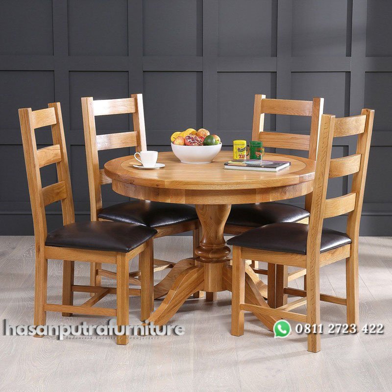 Meja Makan Bundar 4 Kursi Dari Kayu Jati Hasan Putra Furniture Jepara - Indonesia Furniture 2 Meja Makan Bundar 4 Kursi Dari Kayu Jati Hasan Putra Furniture Jepara - Indonesia Furniture - Gambar 2