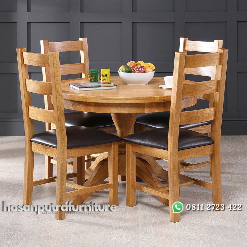 Meja Makan Bundar 4 Kursi Dari Kayu Jati Hasan Putra Furniture Jepara - Indonesia Furniture 1 Meja Makan Bundar 4 Kursi Dari Kayu Jati Hasan Putra Furniture Jepara - Indonesia Furniture