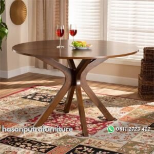 Meja Makan Bundar Retro Minimalis Dari Kayu Jati Hasan Putra Furniture Jepara - Indonesia Furniture