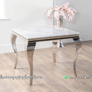 Meja Makan Marmer Persegi Kaki Stainless Steel Hasan Putra Furniture Jepara - Indonesia Furniture