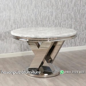 Meja Makan Marmer Terbaru Kaki Stainless Steel Hasan Putra Furniture Jepara - Indonesia Furniture