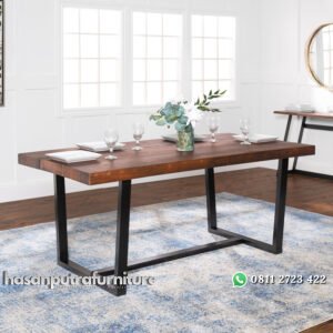 Meja Makan Modern Kaki Besi Model Minimalis Hasan Putra Furniture Jepara - Indonesia Furniture