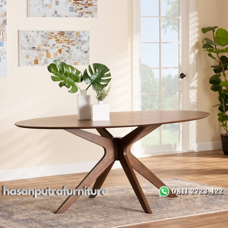 Meja Makan Oval Kayu Jati Model Minimalis Modern Hasan Putra Furniture Jepara - Indonesia Furniture 1 Meja Makan Oval Kayu Jati Model Minimalis Modern Hasan Putra Furniture Jepara - Indonesia Furniture