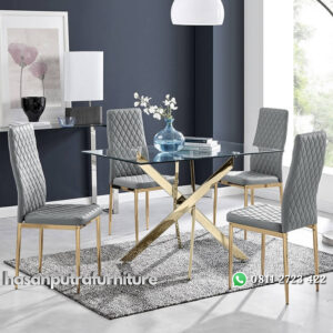 Set Meja Makan Stainless Minimalis Modern 4 Kursi Hasan Putra Furniture Jepara - Indonesia Furniture