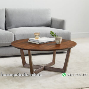 Meja Tamu Bundar Minimalis Terbaru Dari Kayu Jati Hasan Putra Furniture Jepara - Indonesia Furniture
