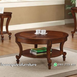 Meja Tamu Bundar Veneer Style Hasan Putra Furniture Jepara - Indonesia Furniture