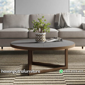 Meja Tamu Jati Bundar Gaya Minimalis 2021 Hasan Putra Furniture Jepara - Indonesia Furniture