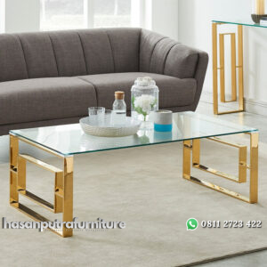 Meja Tamu Kaki Stainless Model Minimalis Modern Hasan Putra Furniture Jepara - Indonesia Furniture