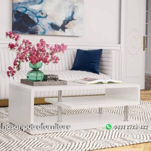 Meja Tamu Putih Modern Gethin Model Terbaru Hasan Putra Furniture Jepara - Indonesia Furniture
