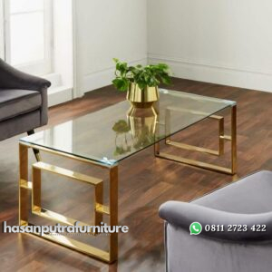 Meja Tamu Stainless Kaca Model Minimalis Modern Hasan Putra Furniture Jepara - Indonesia Furniture