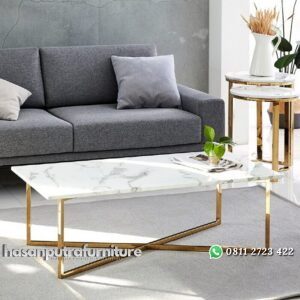 Meja Tamu Stainless Minimalis Top Marmer Modern Hasan Putra Furniture Jepara - Indonesia Furniture