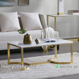 Meja Tamu Stainless Modern Top Marmer Minimalis Hasan Putra Furniture Jepara - Indonesia Furniture