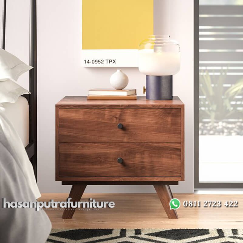 Nakas 2 Laci Kayu Jati Minimalis Kaki Retro Hasan Putra Furniture Jepara - Indonesia Furniture 1 Nakas 2 Laci Kayu Jati Minimalis Kaki Retro Hasan Putra Furniture Jepara - Indonesia Furniture