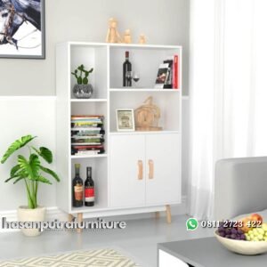 Rak Buku Minimalis Modern Warna Putih Terbaru Hasan Putra Furniture Jepara - Indonesia Furniture