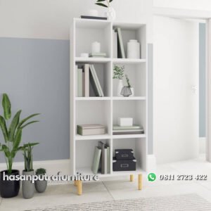 Rak Buku Minimalis Putih Dari Kayu Model Terbaru Hasan Putra Furniture Jepara - Indonesia Furniture