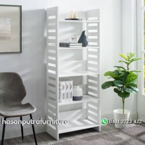 Rak Buku Putih Conant Model Minimalis Terbaru Hasan Putra Furniture Jepara - Indonesia Furniture