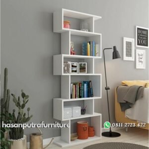 Rak Buku Putih Minimalis Levingston Model Terbaru Hasan Putra Furniture Jepara - Indonesia Furniture