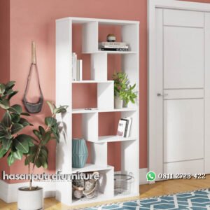 Rak Buku Terbaru Gaya Minimalis Modern In White Hasan Putra Furniture Jepara - Indonesia Furniture