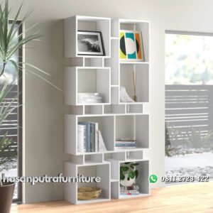 Rak Buku Warna Putih Fenn Model Minimalis Hasan Putra Furniture Jepara - Indonesia Furniture