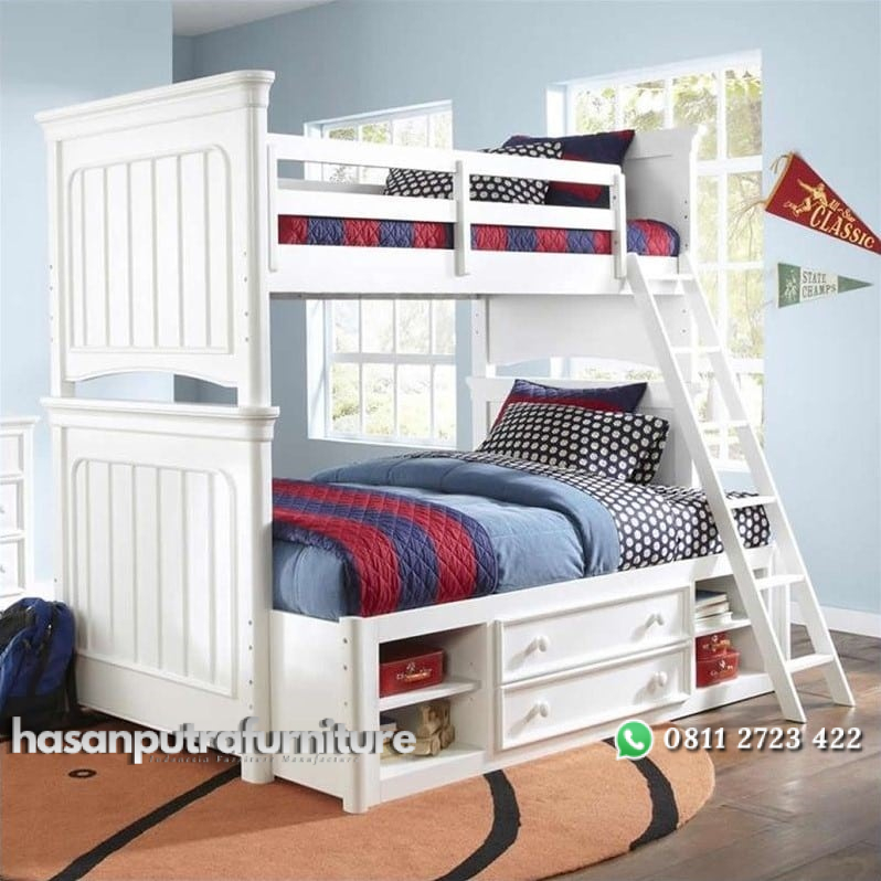 Ranjang Anak Tingkat 2 Size Putih Hasan Putra Furniture Jepara - Indonesia Furniture 1 Ranjang Anak Tingkat 2 Size Putih Hasan Putra Furniture Jepara - Indonesia Furniture