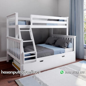 Ranjang Tingkat Warna Putih Model Minimalis Hasan Putra Furniture Jepara - Indonesia Furniture
