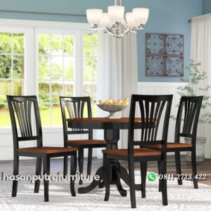 Set Meja Makan Bundar Jati Cipon Hasan Putra Furniture Jepara - Indonesia Furniture